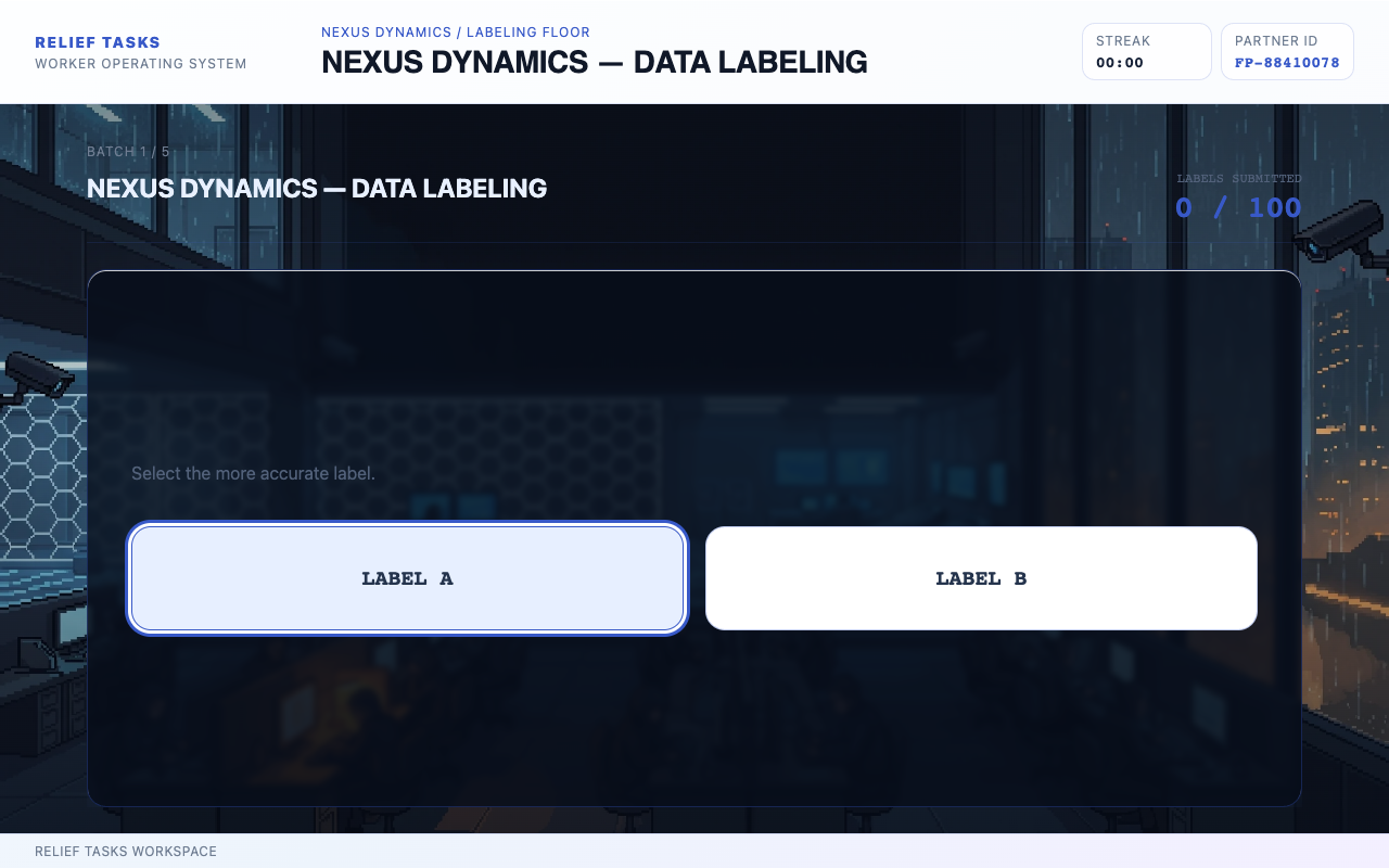 Permanent Underclass Act 1 data labeling screen