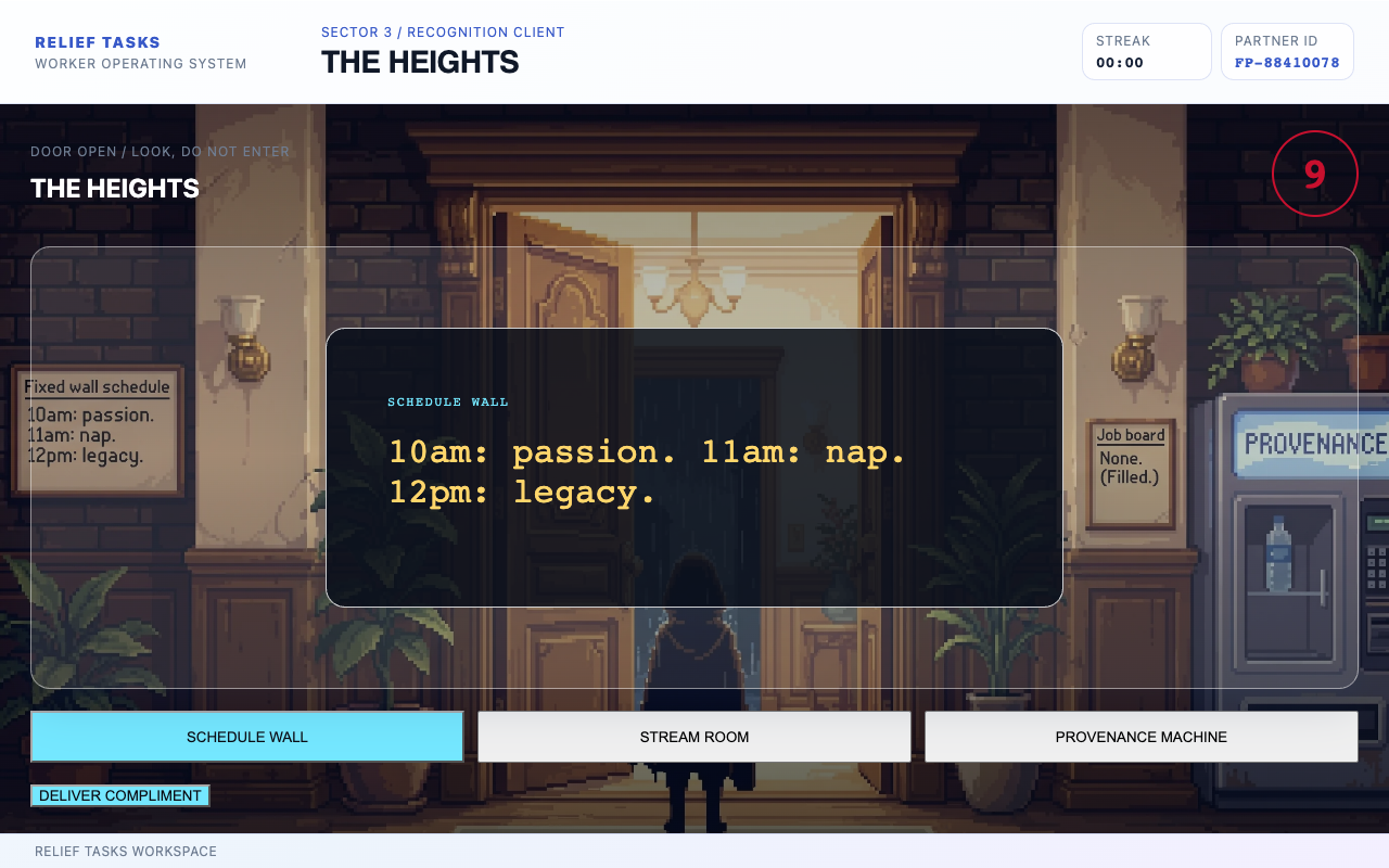 Permanent Underclass Act 6 Heights recognition dispatch screen
