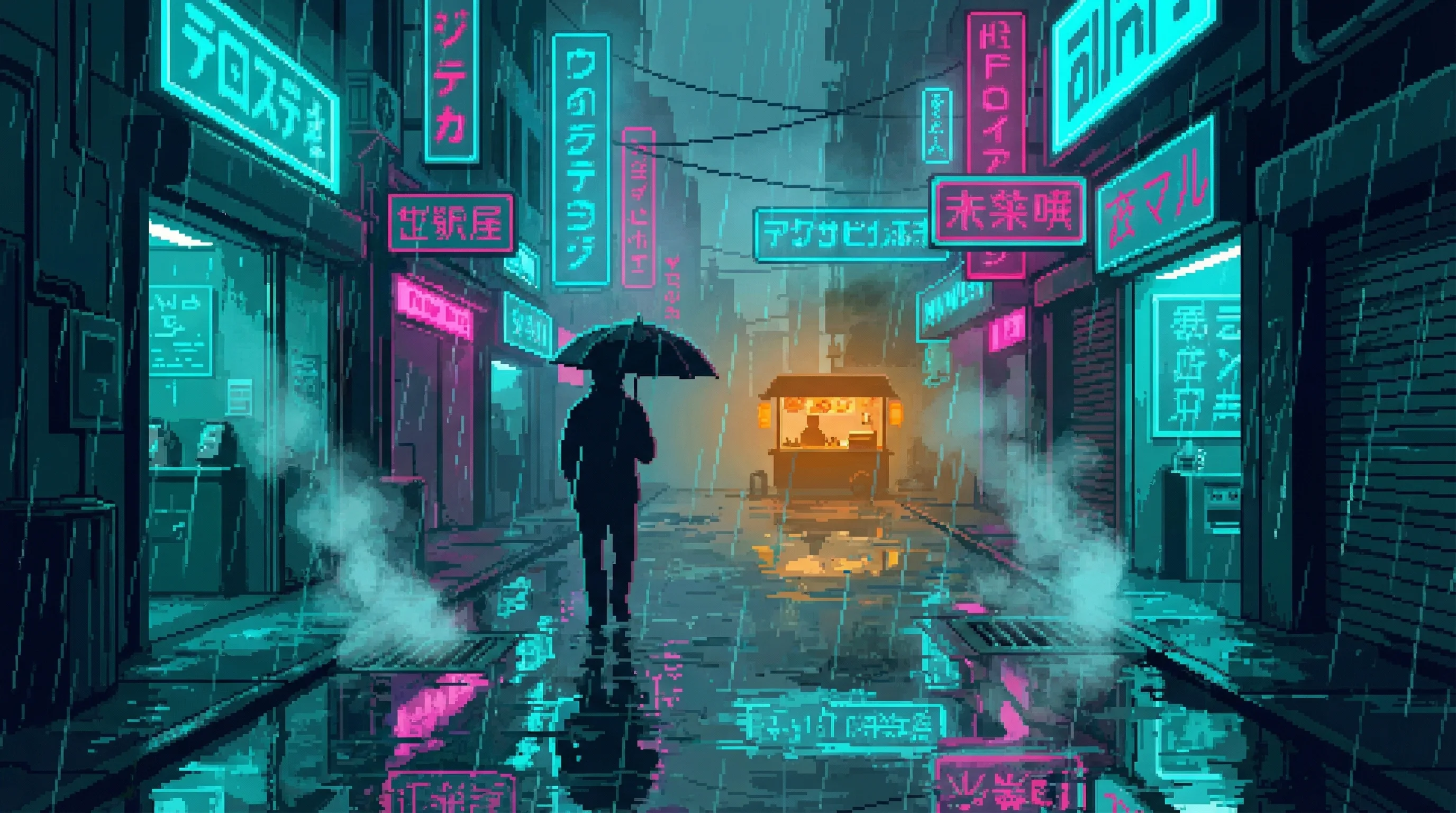 Rain-slicked Sprawl street