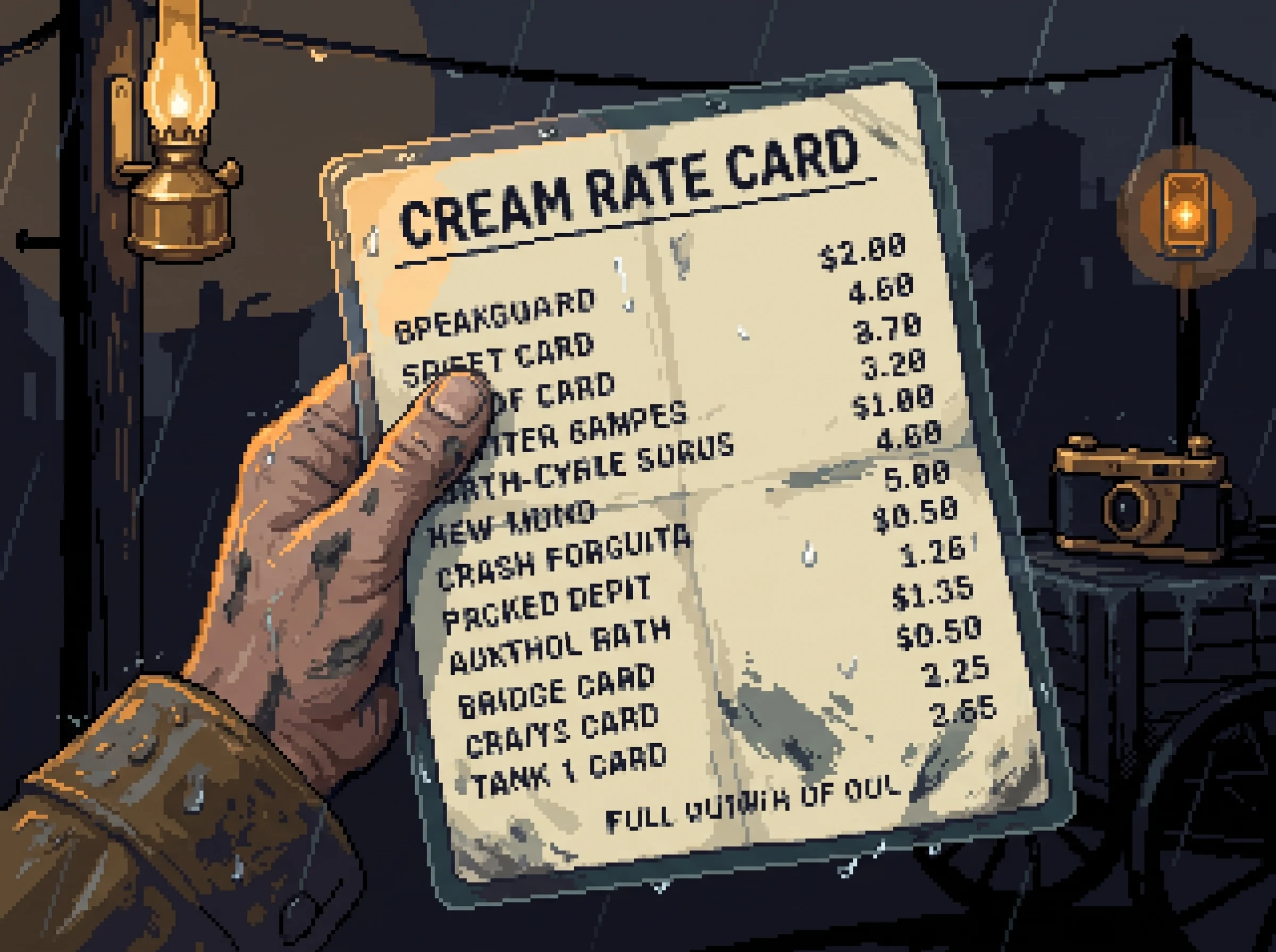The rate card itself, read aloud twice that day, unmoved by either entry it prices.