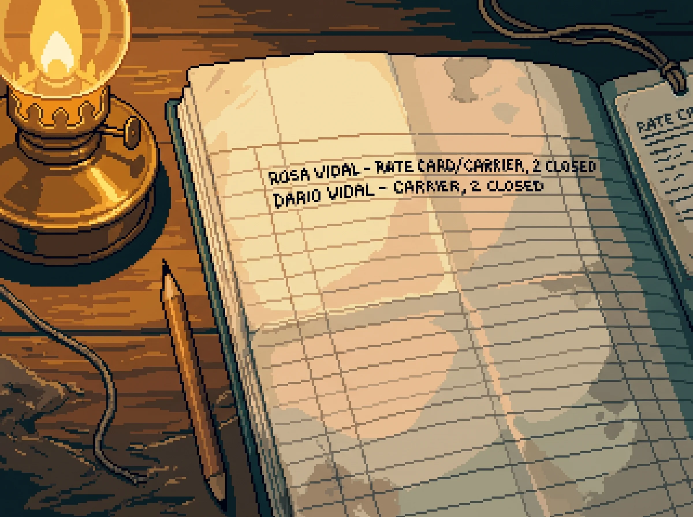 Rosa's tide sheet, two lines closed at the same rate.