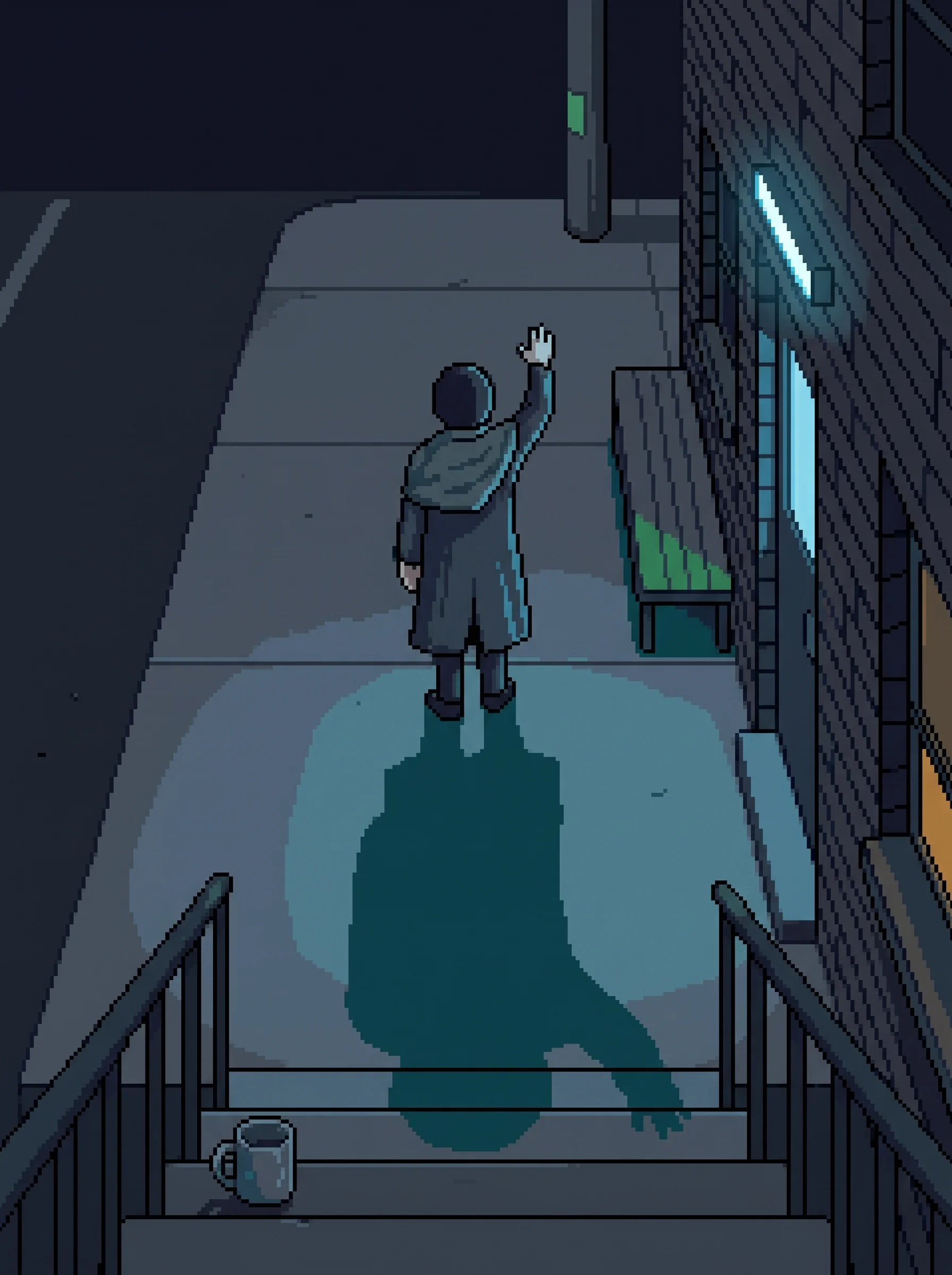 The second-to-last denial — a boy on a step, waving