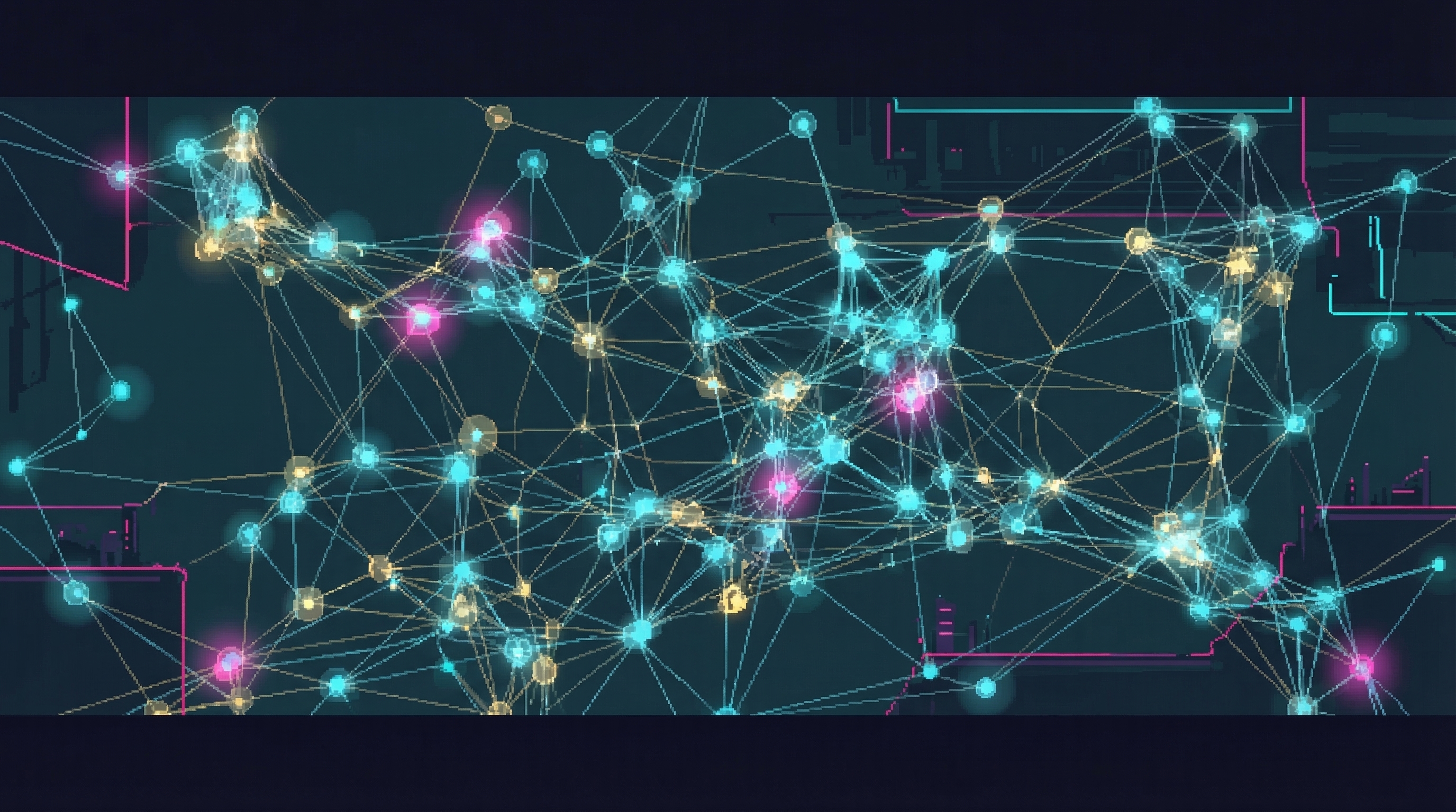 Abstract visualization of 347 consciousnesses as interconnected nodes of light