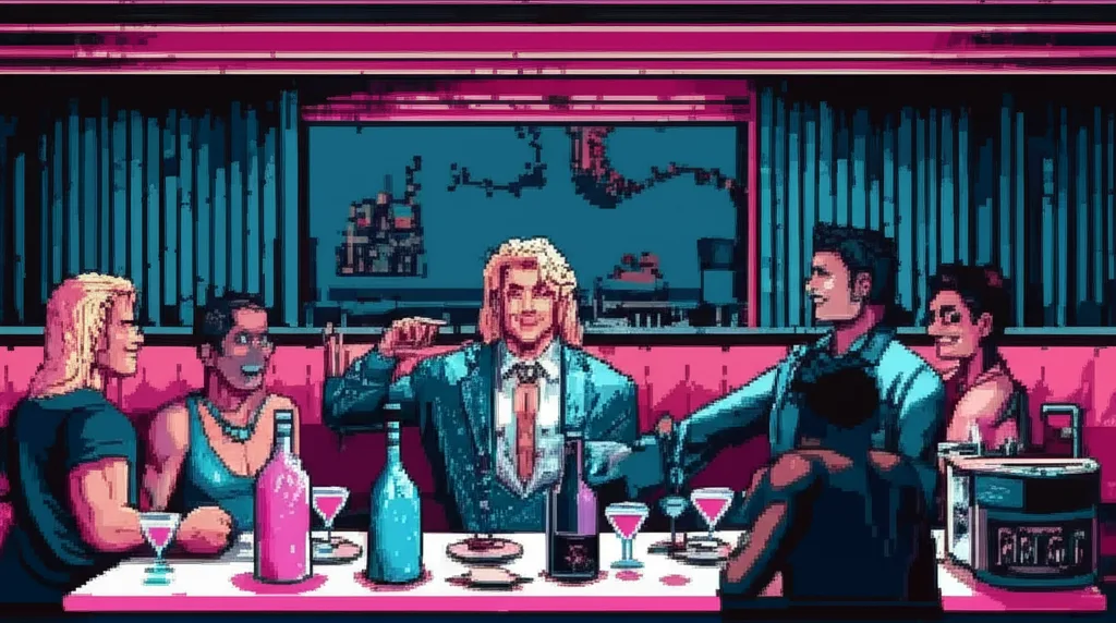 Rima at a table, orchestrating connections, people leaning in, warmth and danger in the same gesture
