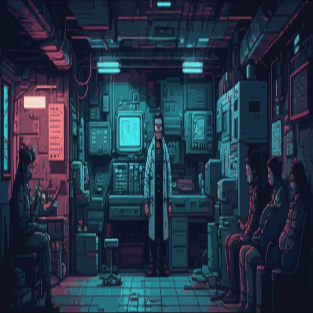 The Dregs Clinic - Daisuke Tanaka at his station, patients waiting in the dim light