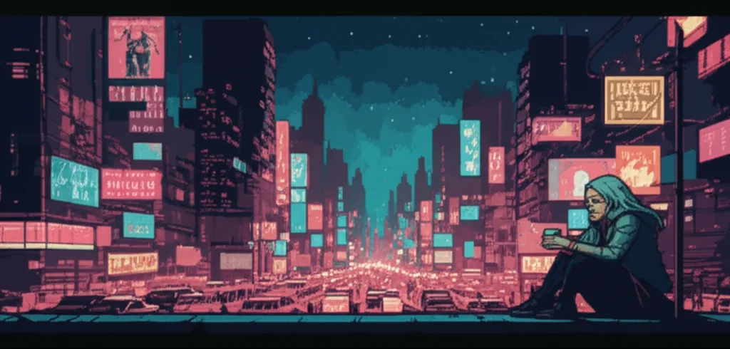 Maya, thirty-seven years older, sitting on a rooftop in the rebuilt Sprawl. Night sky above, city lights below—organized now by human imperfection, messy and redundant and alive. She's holding a cup of coffee, watching the chaos. Her watch still blinks with fragmented code she stopped trying to decode.