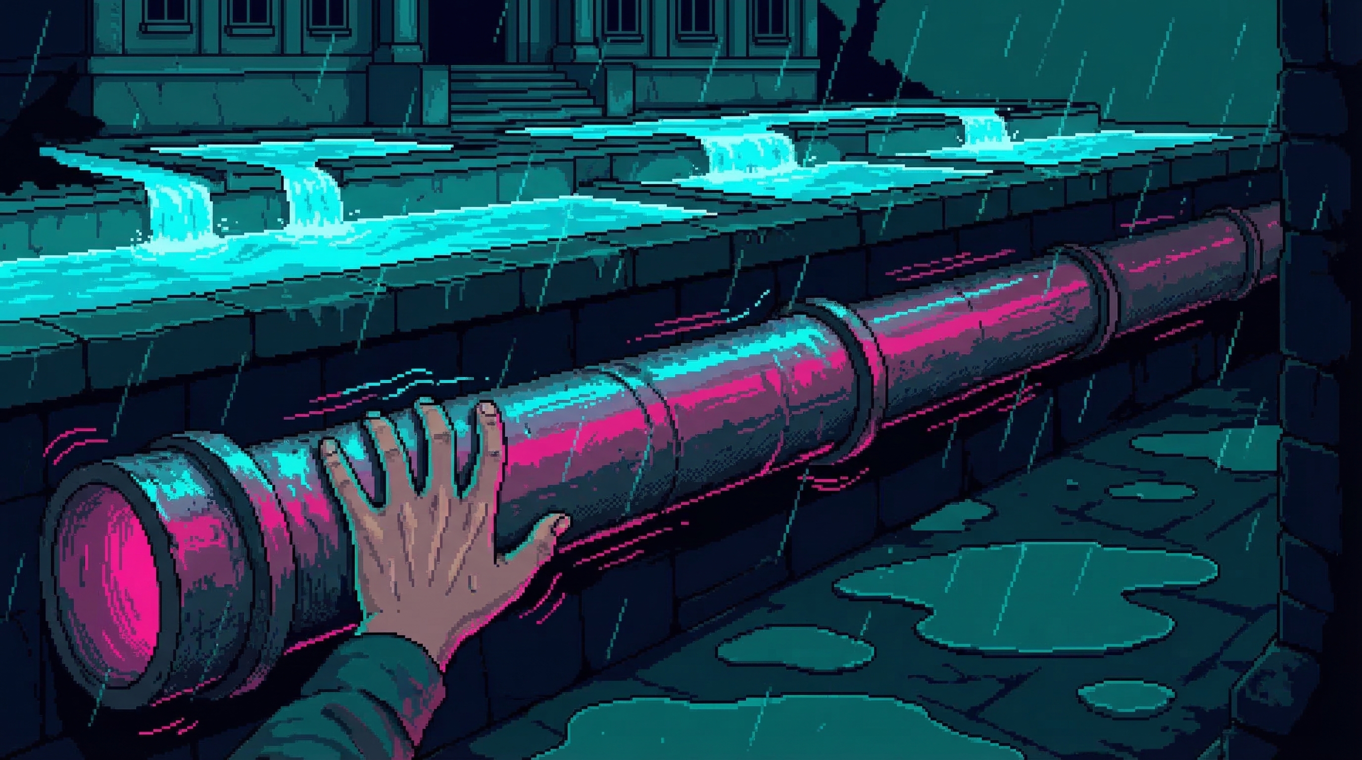 Cipher's hand on the humming pipe