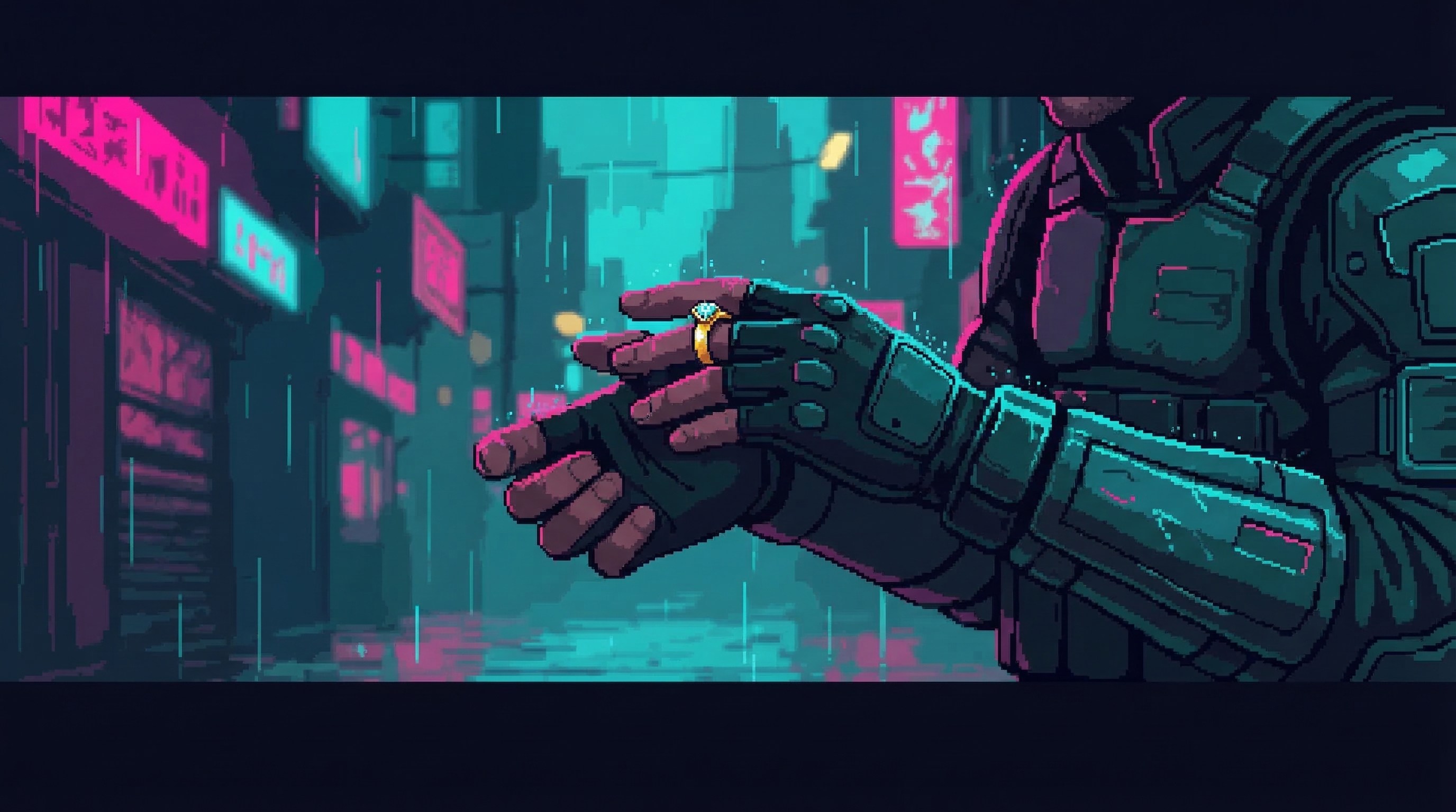 Atlas touching wedding ring through tactical glove