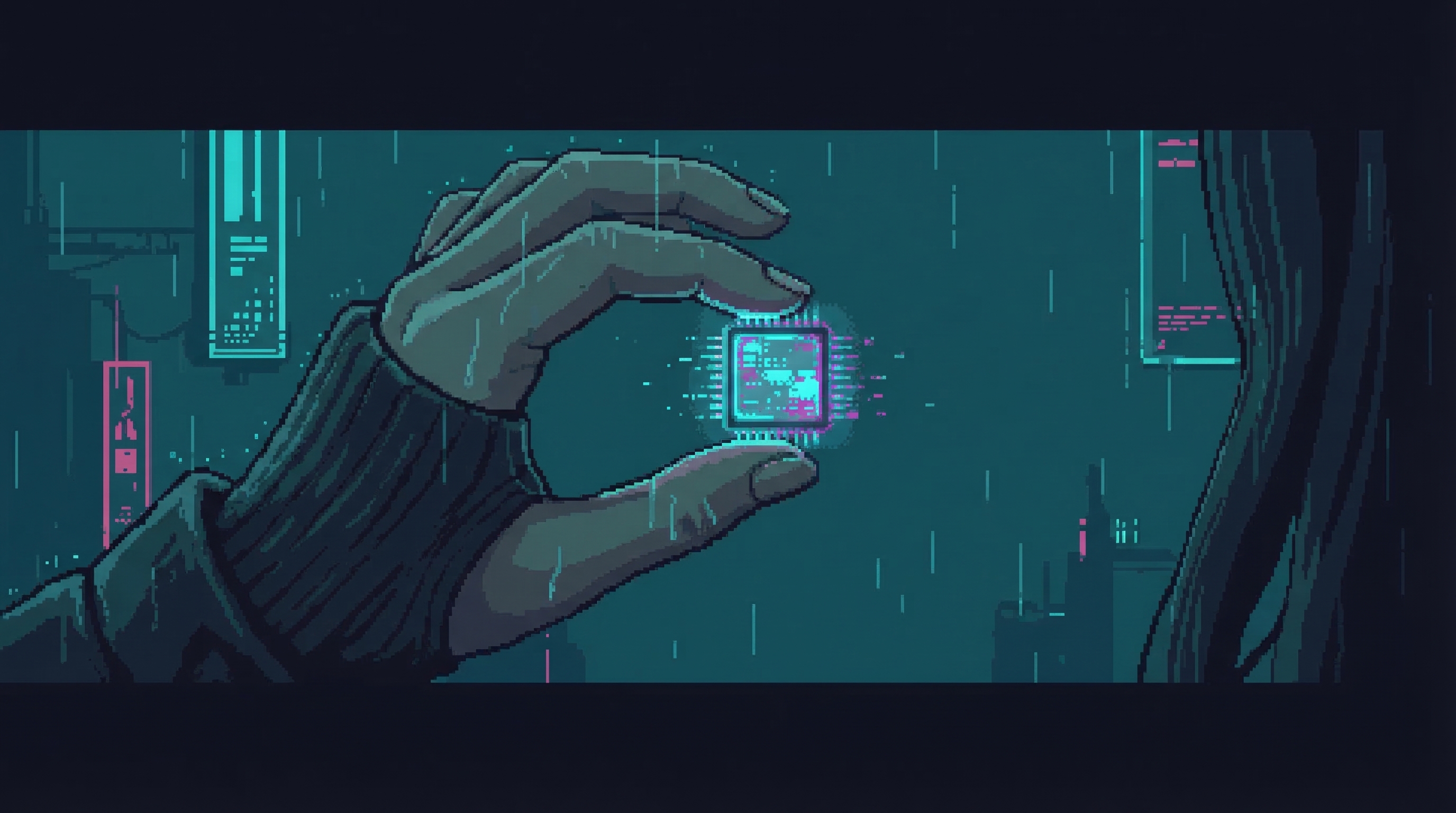 Kestrel holding the data chip